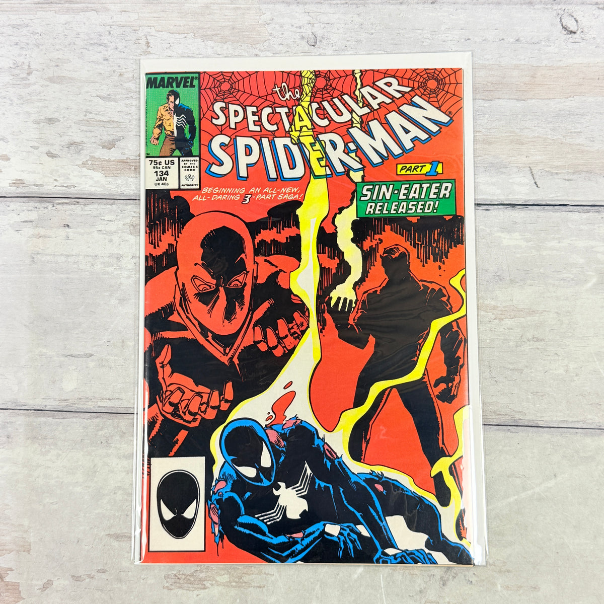 The Spectacular Spider-Man #134 (1988): full front cover of the actual pre-owned copy.