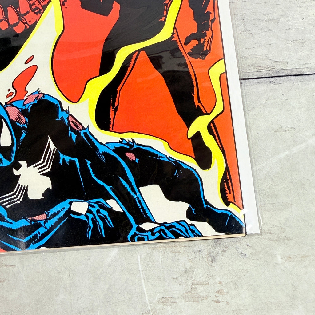 The Spectacular Spider-Man #134 (1988): lower-right front corner detail of the actual pre-owned copy.