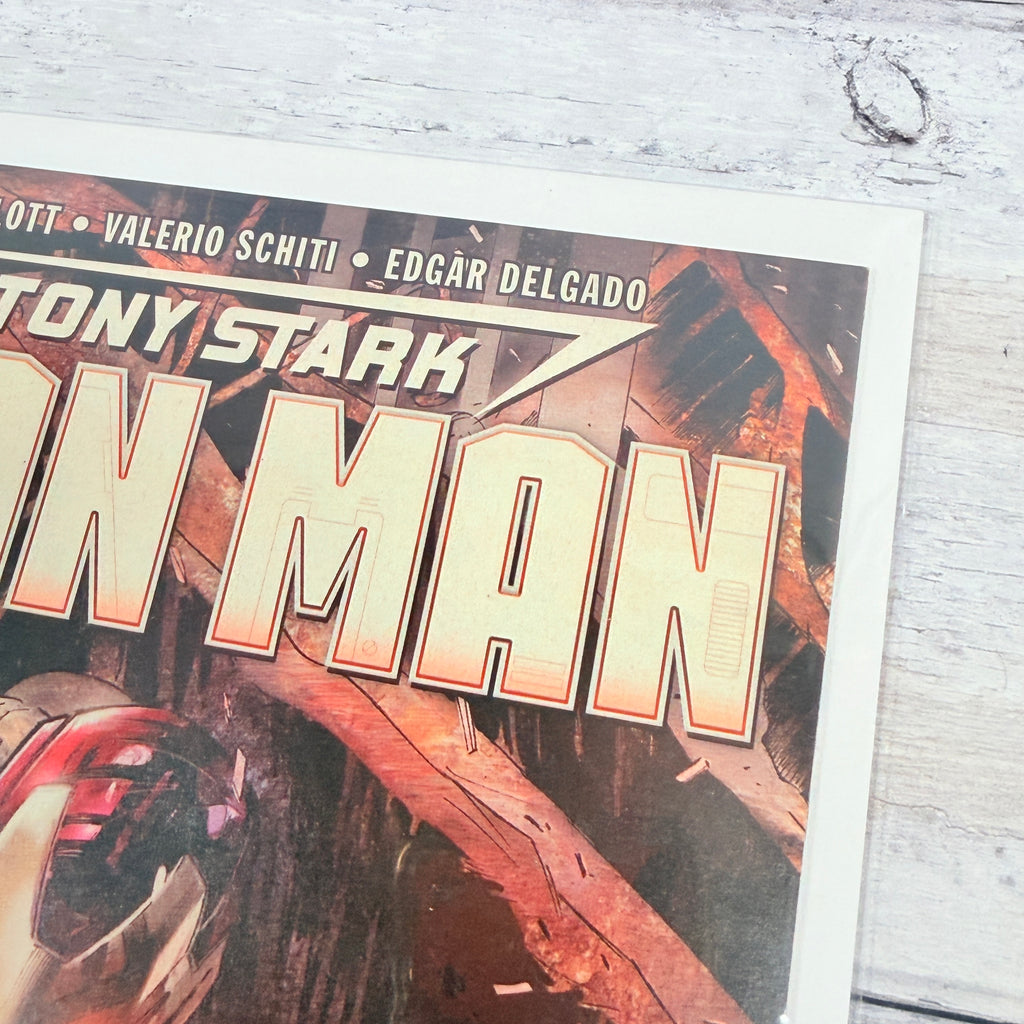 Tony Stark: Iron Man #2 (2018), Alexander Lozano regular cover: upper-right front detail of the actual pre-owned copy.