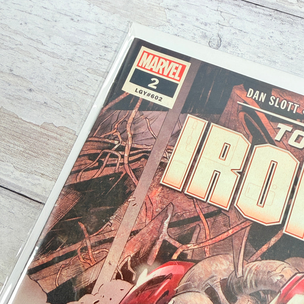 Tony Stark: Iron Man #2 (2018), Alexander Lozano regular cover: upper-left front detail of the actual pre-owned copy.