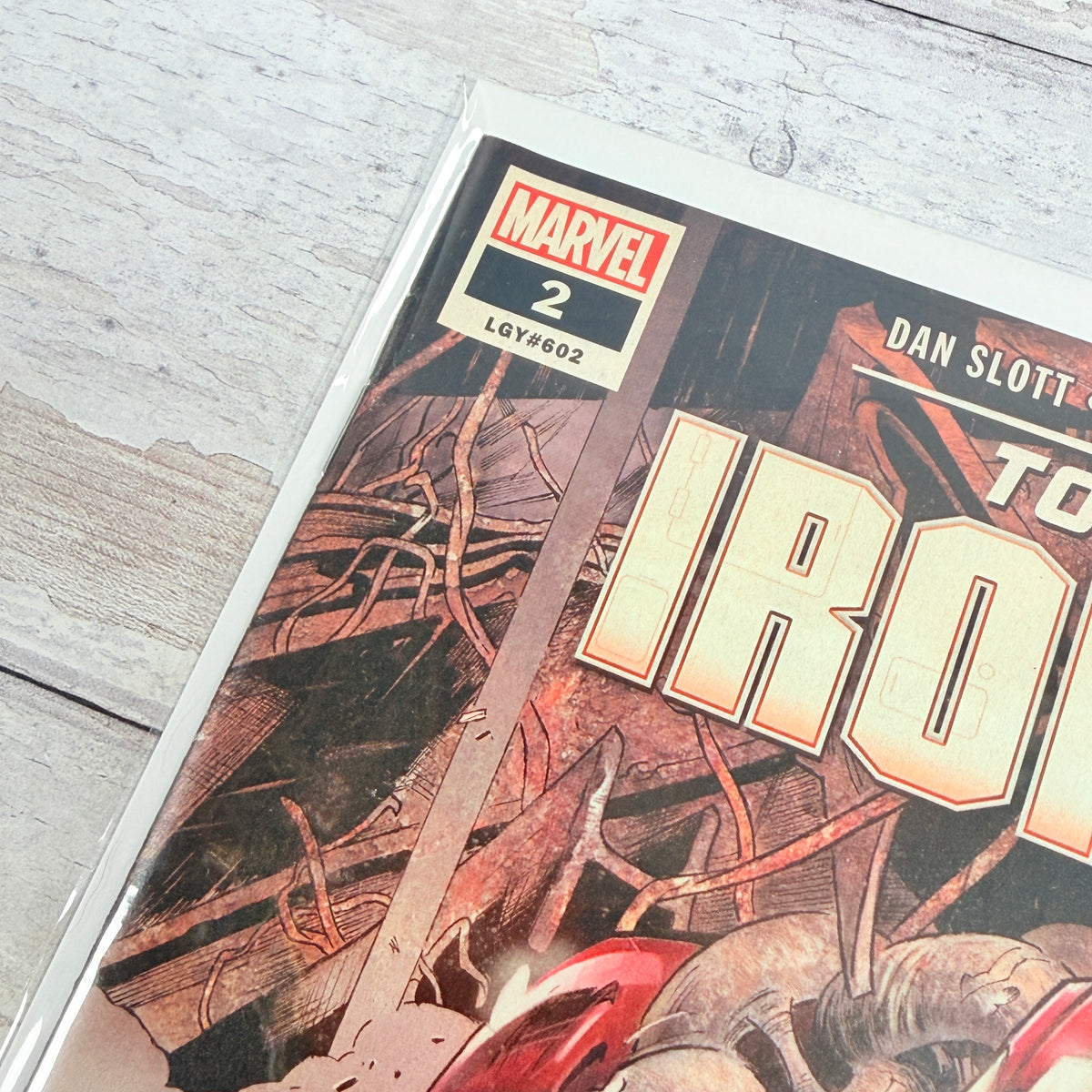 Tony Stark: Iron Man #2 (2018), Alexander Lozano regular cover: upper-left front detail of the actual pre-owned copy.