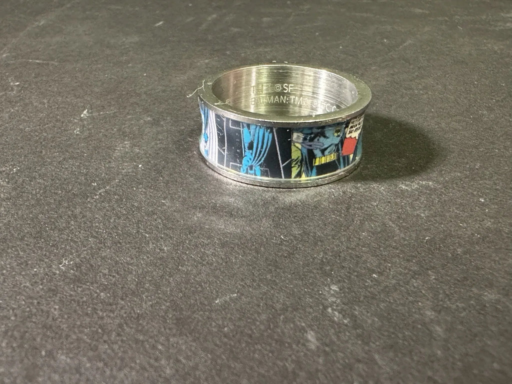 Batman Comic Ring - Stainless Steel Logo With Comic Strip Ring