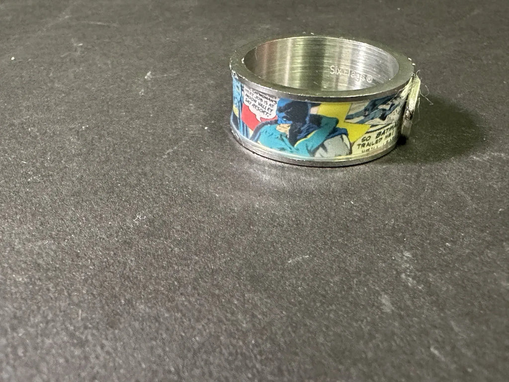 Batman Comic Ring - Stainless Steel Logo With Comic Strip Ring