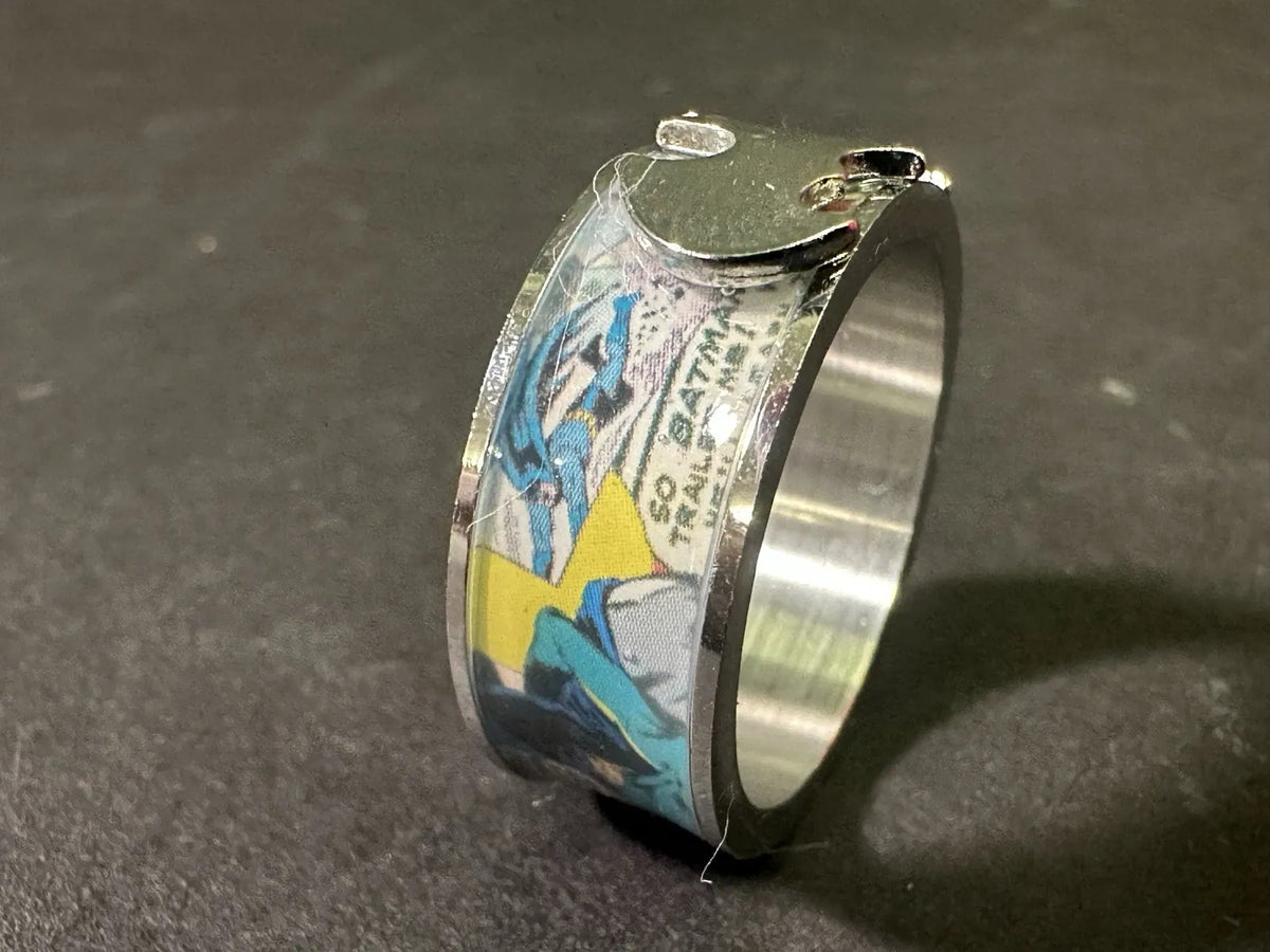 Batman Comic Ring - Stainless Steel Logo With Comic Strip Ring