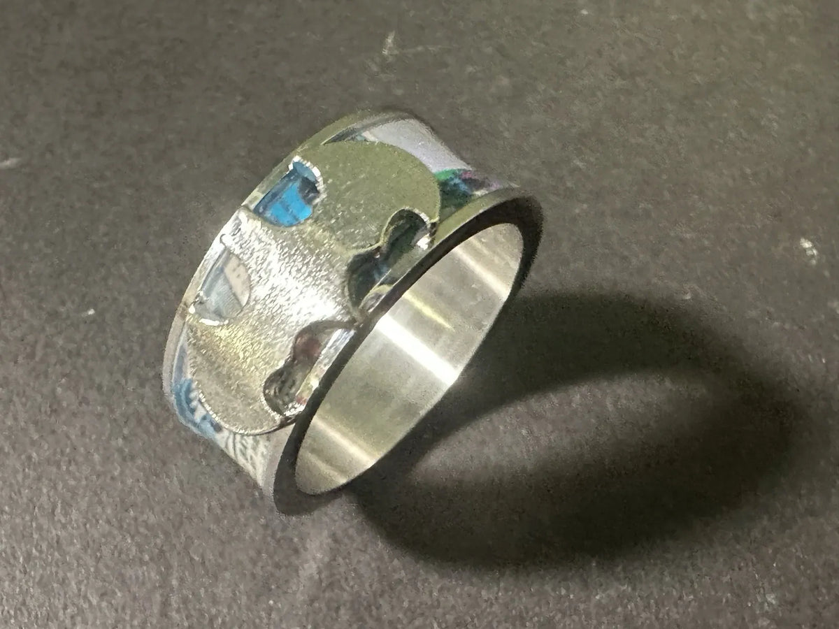 Batman Comic Ring - Stainless Steel Logo With Comic Strip Ring