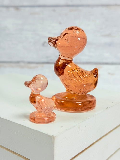 Boyd Debbie Duck and Duckling Pink Glass Figurine Set BD10
