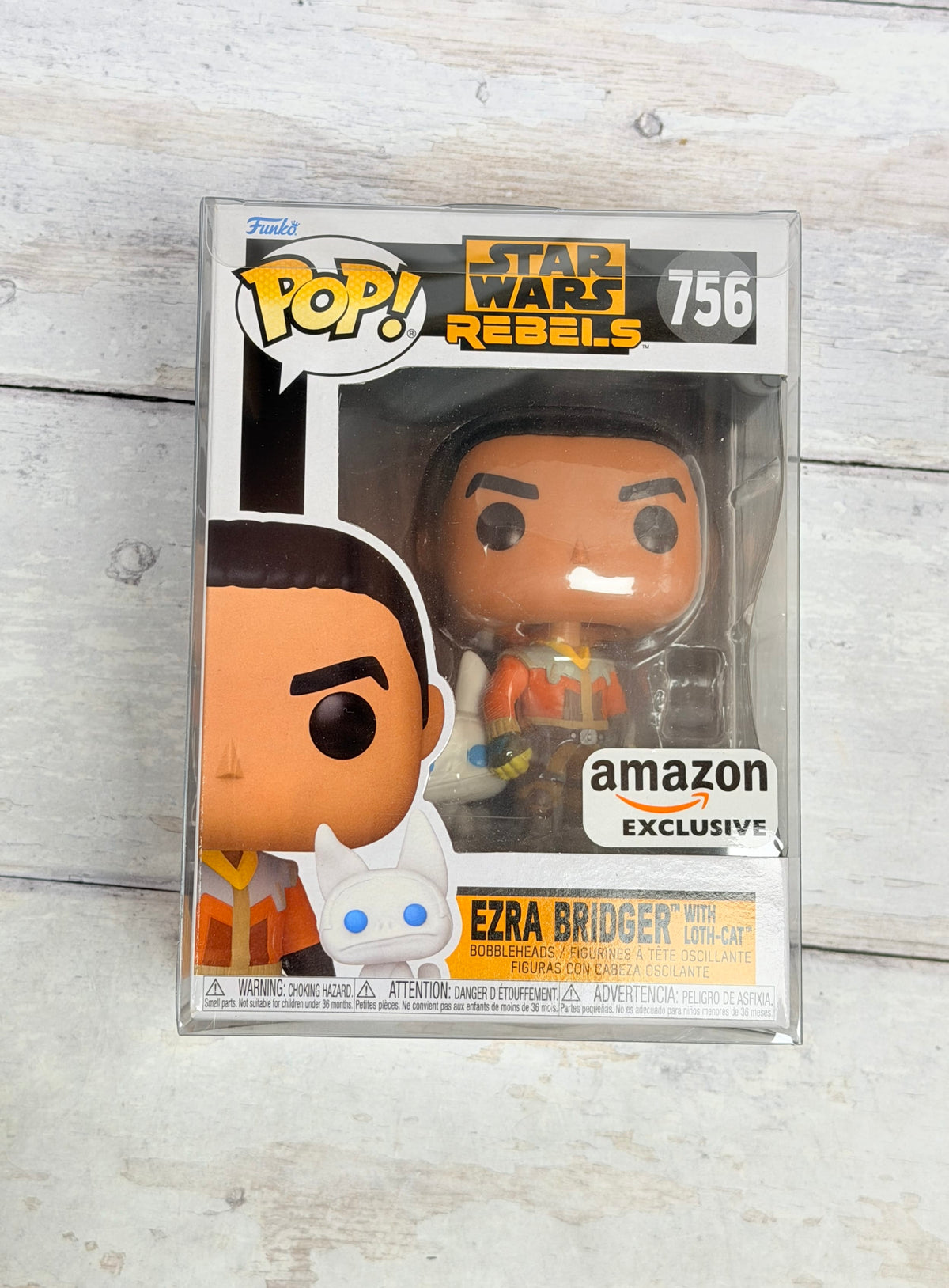 Funko POP! Star Wars Rebels Ezra Bridger with Loth-Cat #756 Amazon Exclusive with Protector