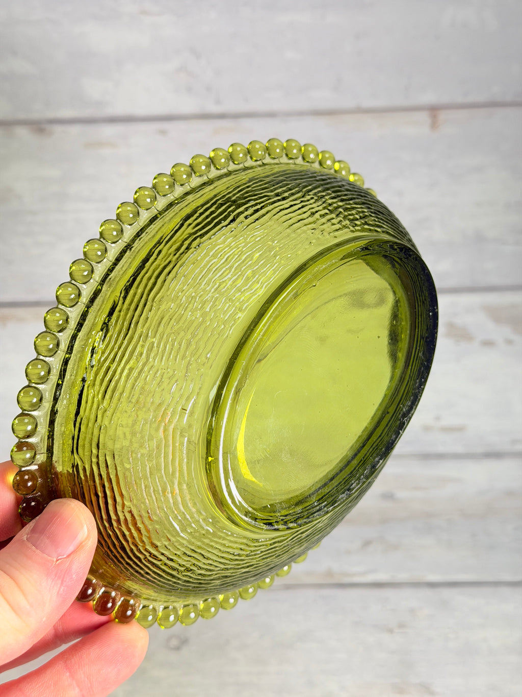 Indiana Glass Olive Green Hen on Nest Covered Dish IN18