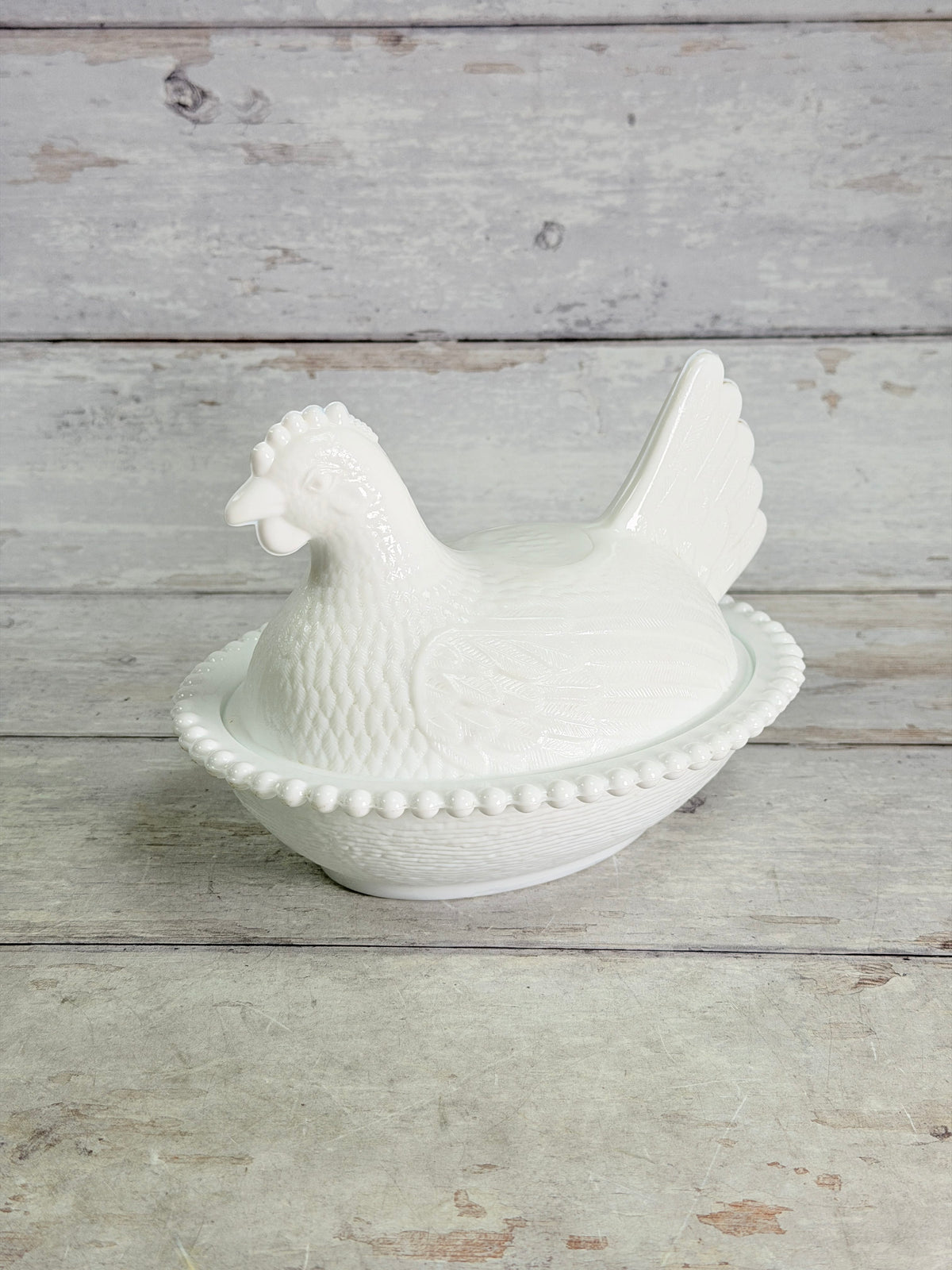 Indiana Glass Milk Glass Hen on Nest Covered Dish IN19