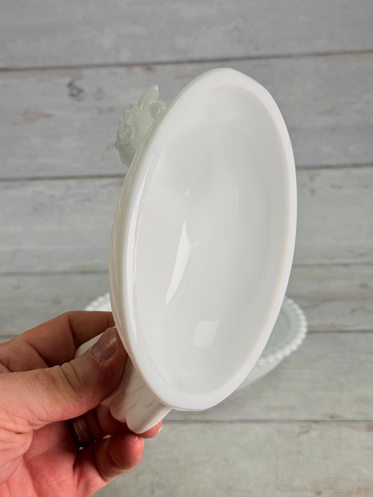 Indiana Glass Milk Glass Hen on Nest Covered Dish IN19