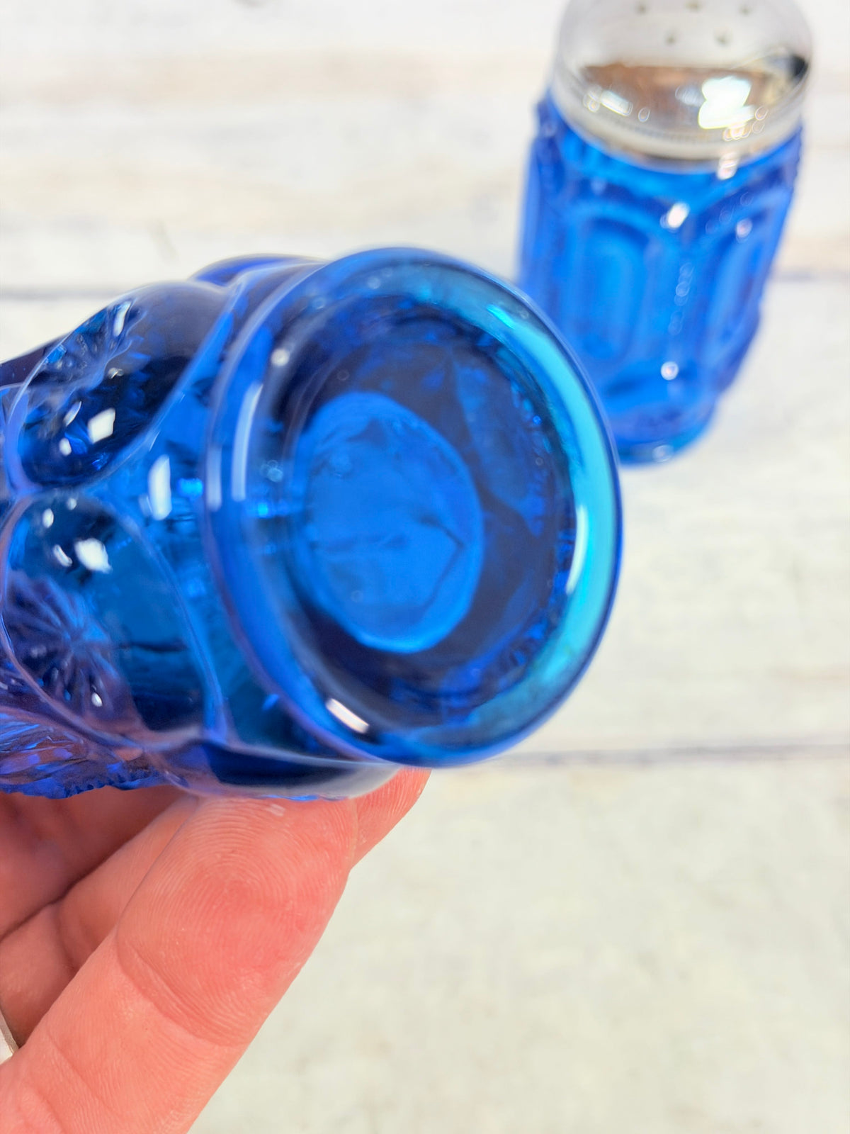 Moon & Star Colonial Blue Glass Salt & Pepper Shaker Set MN11