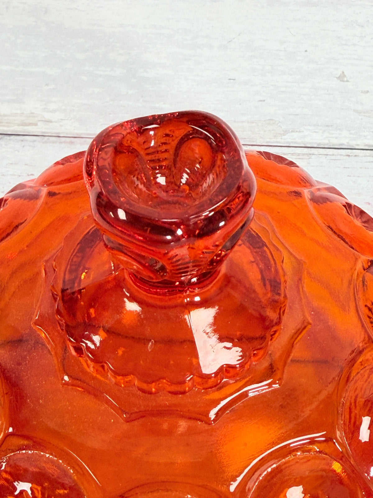 Moon & Star Amberina Glass Cheese Dish with Lid MN14