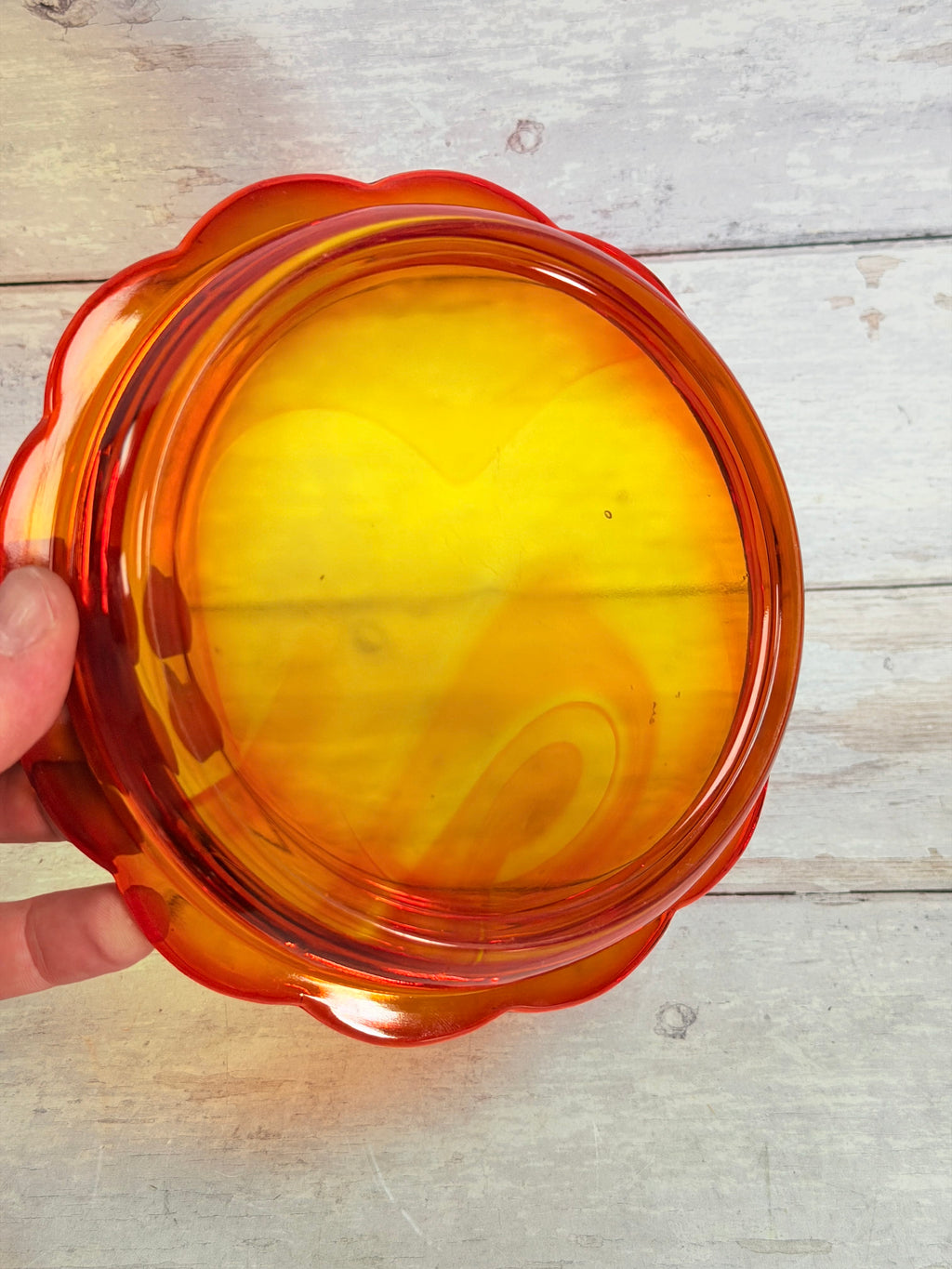 Moon & Star Amberina Glass Cheese Dish with Lid MN14