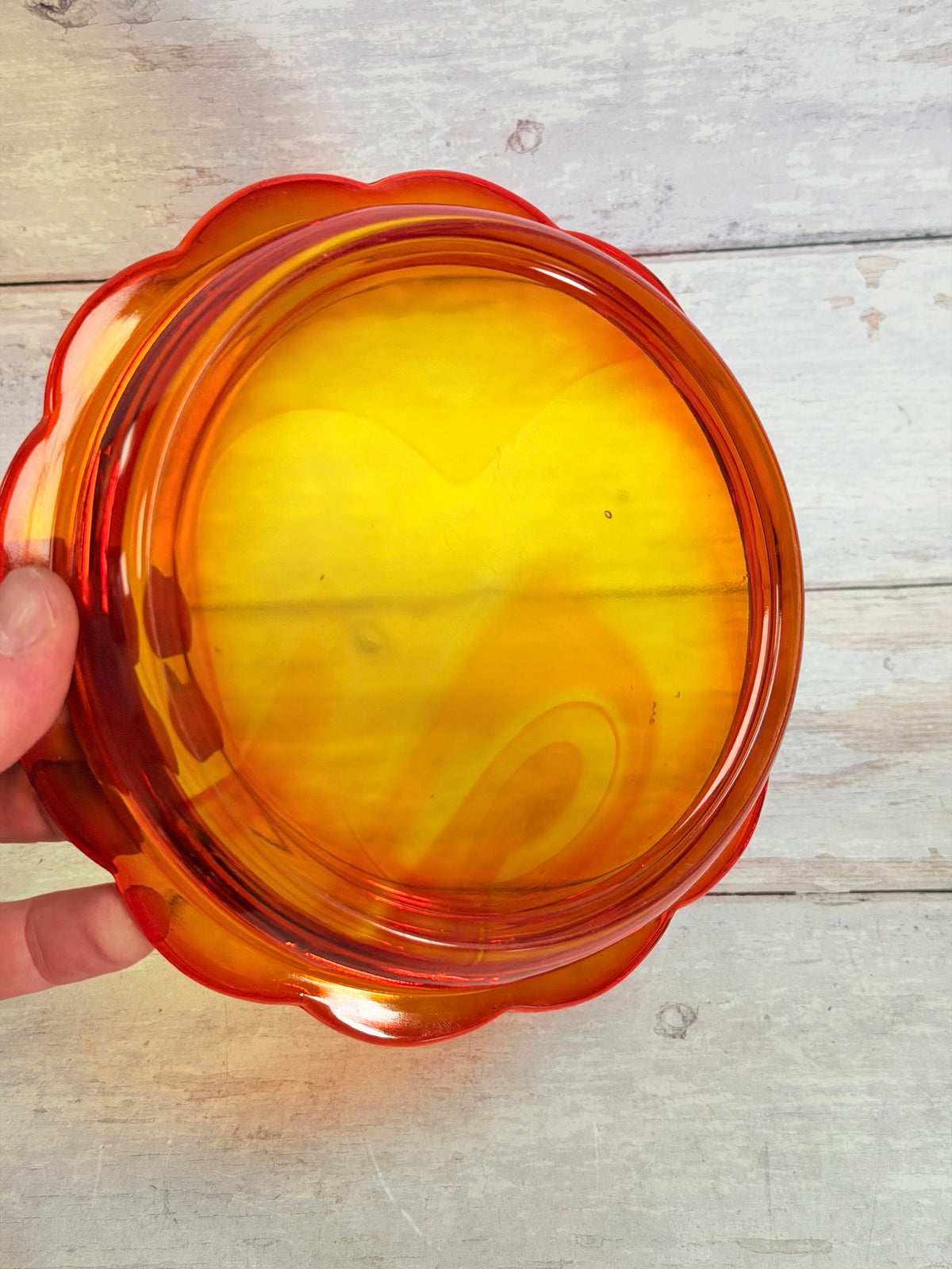 Moon & Star Amberina Glass Cheese Dish with Lid MN14