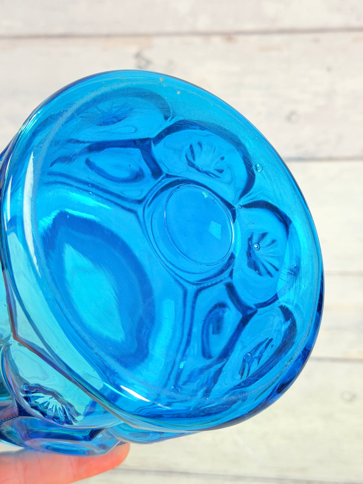 Moon & Star Colonial Blue Glass 7-Inch Canister Base – Missing Lid MN15