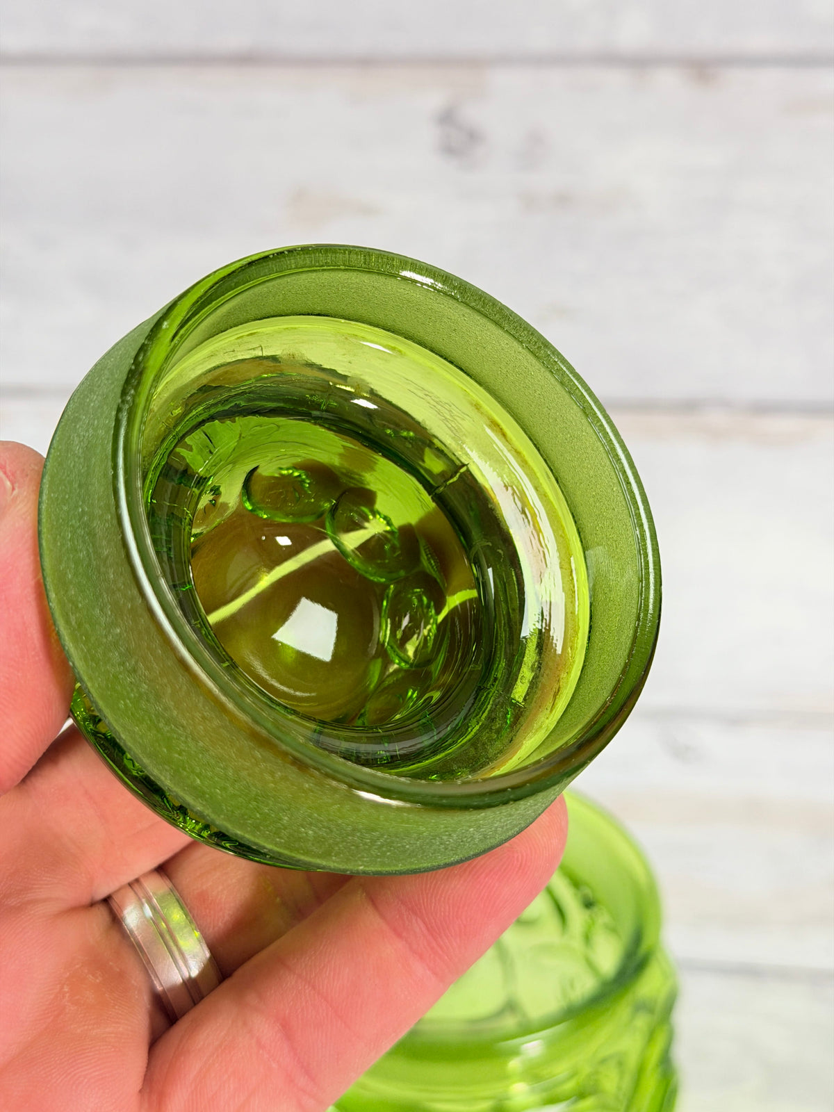 Moon & Star Green Glass 5-Inch Canister with Lid MN16