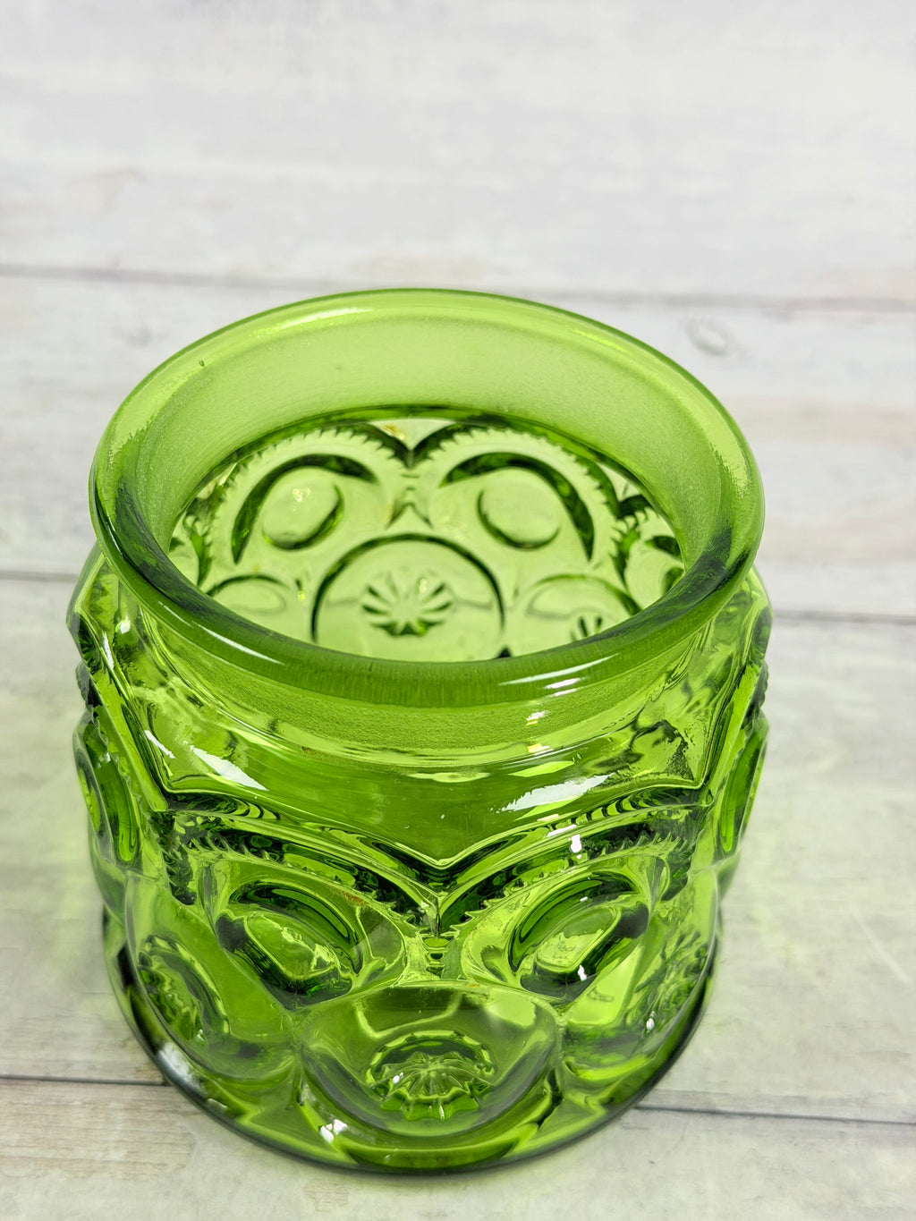 Moon & Star Green Glass 5-Inch Canister with Lid MN16