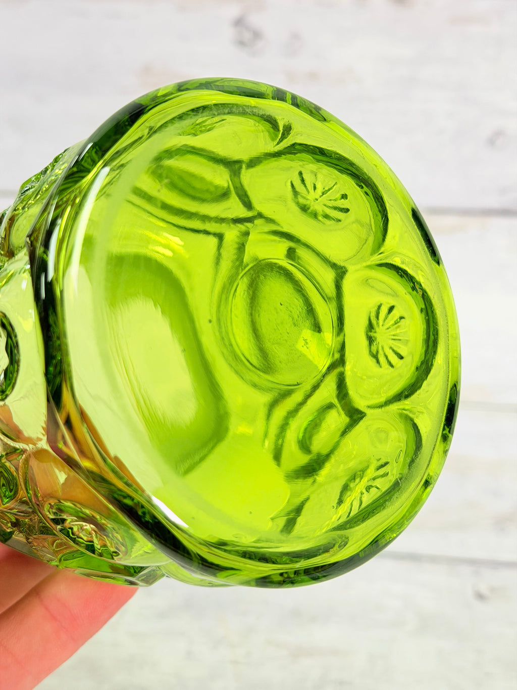 Moon & Star Green Glass 5-Inch Canister with Lid MN16