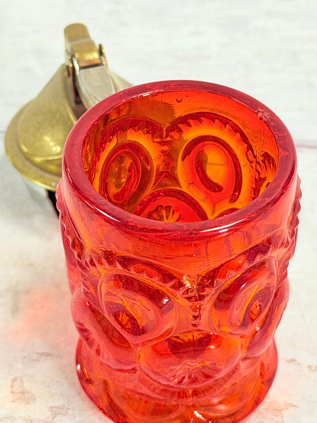 Moon & Star Amberina Glass Table Lighter with Insert MN18