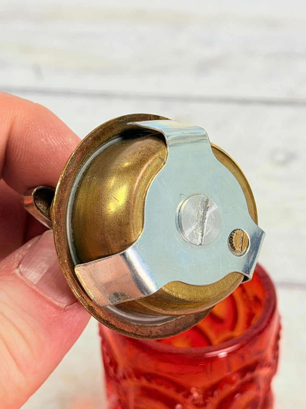 Moon & Star Amberina Glass Table Lighter with Insert MN18