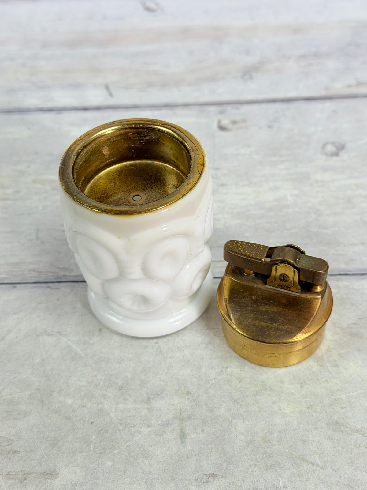 Moon & Star Milk Glass Table Lighter with Lighter Insert MN19