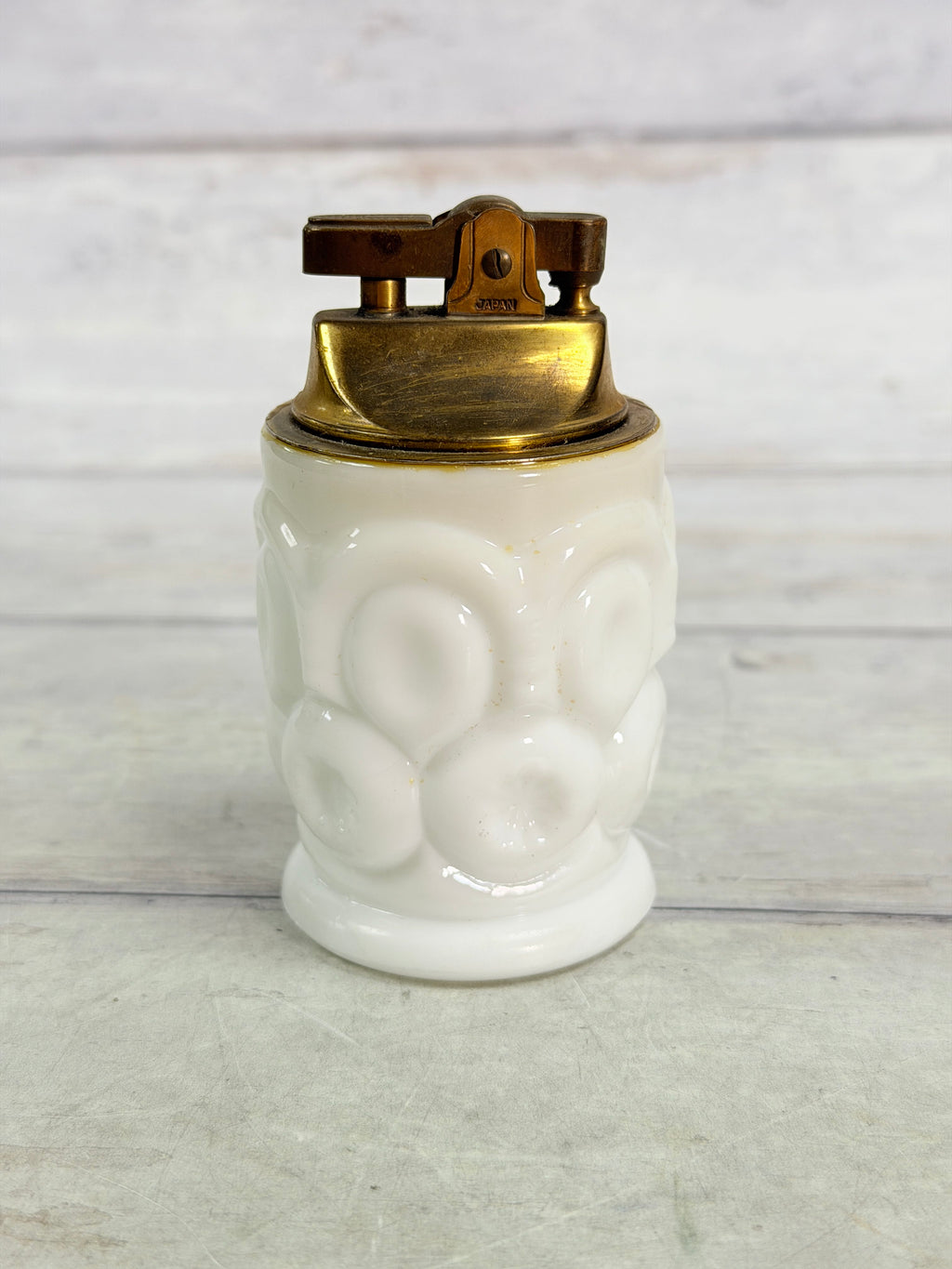 Moon & Star Milk Glass Table Lighter with Lighter Insert MN19