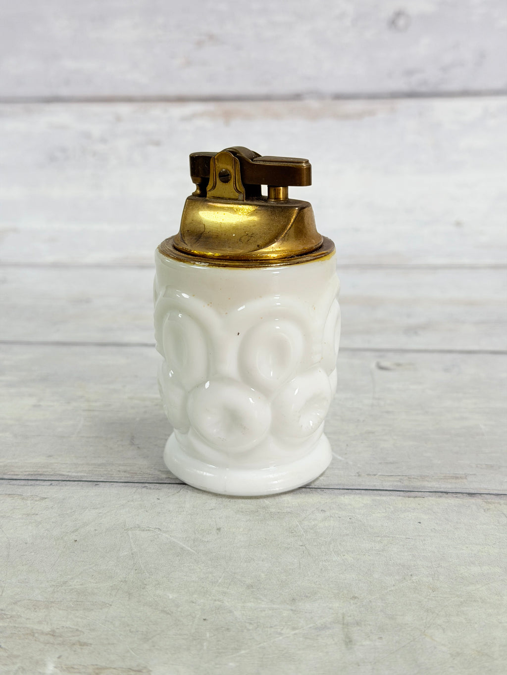 Moon & Star Milk Glass Table Lighter with Lighter Insert MN19