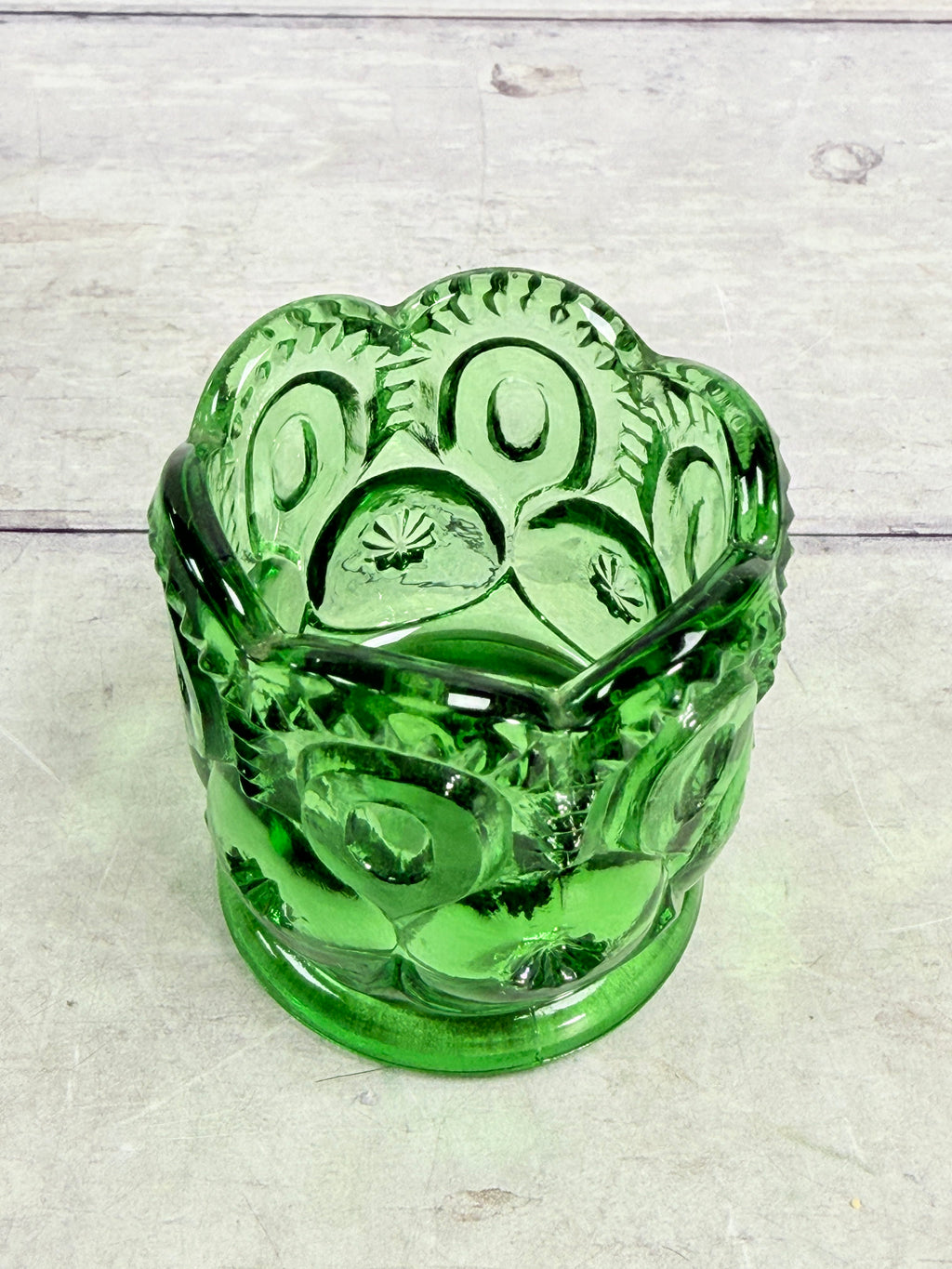 Moon & Star Green Glass Toothpick Holder MN22