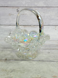 L.E. Smith Moon & Star Clear Carnival Glass 8-Inch Basket MN23