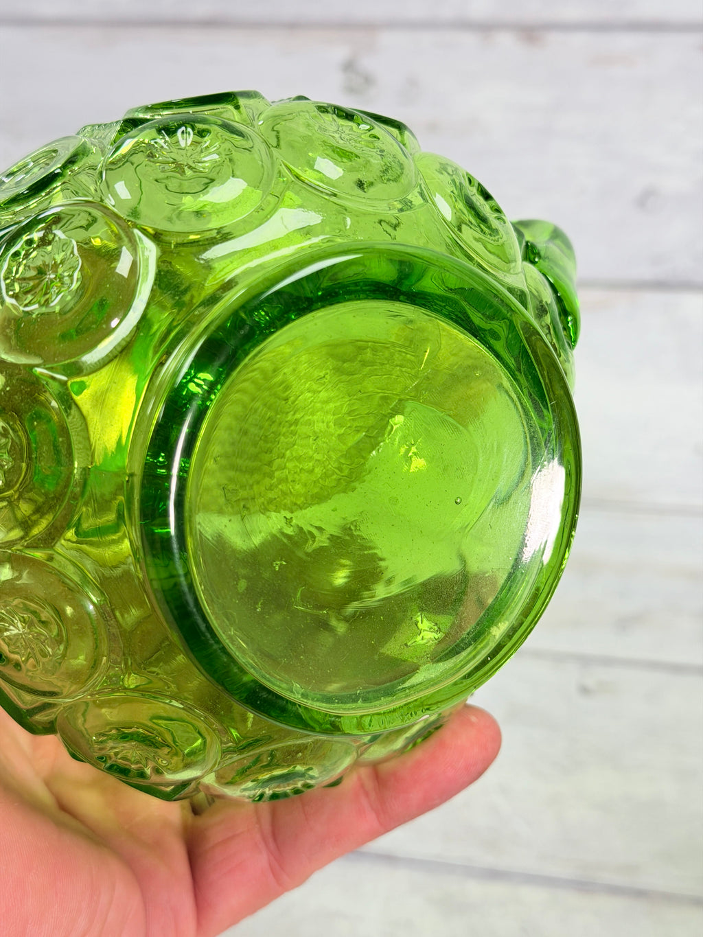Moon & Star Green Glass Oil Lamp with Handle - Unused MN25