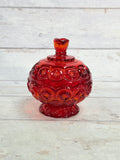 Moon & Star Amberina Glass Lidded Candy Dish MN30