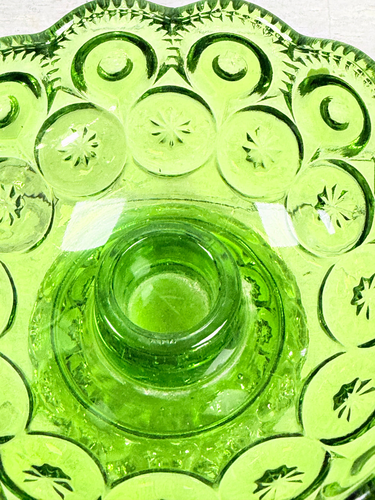 Moon and Star Green Glass Candle Bowl MN31