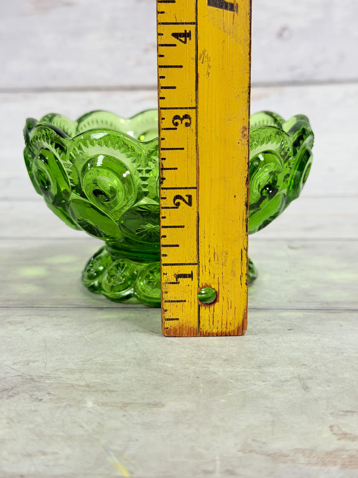 Moon and Star Green Glass Candle Bowl MN31