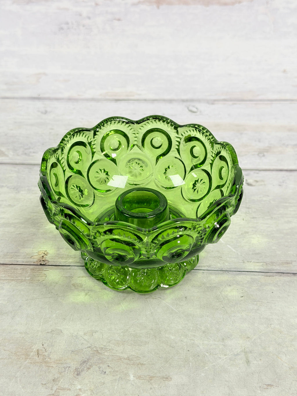 Moon and Star Green Glass Candle Bowl MN31