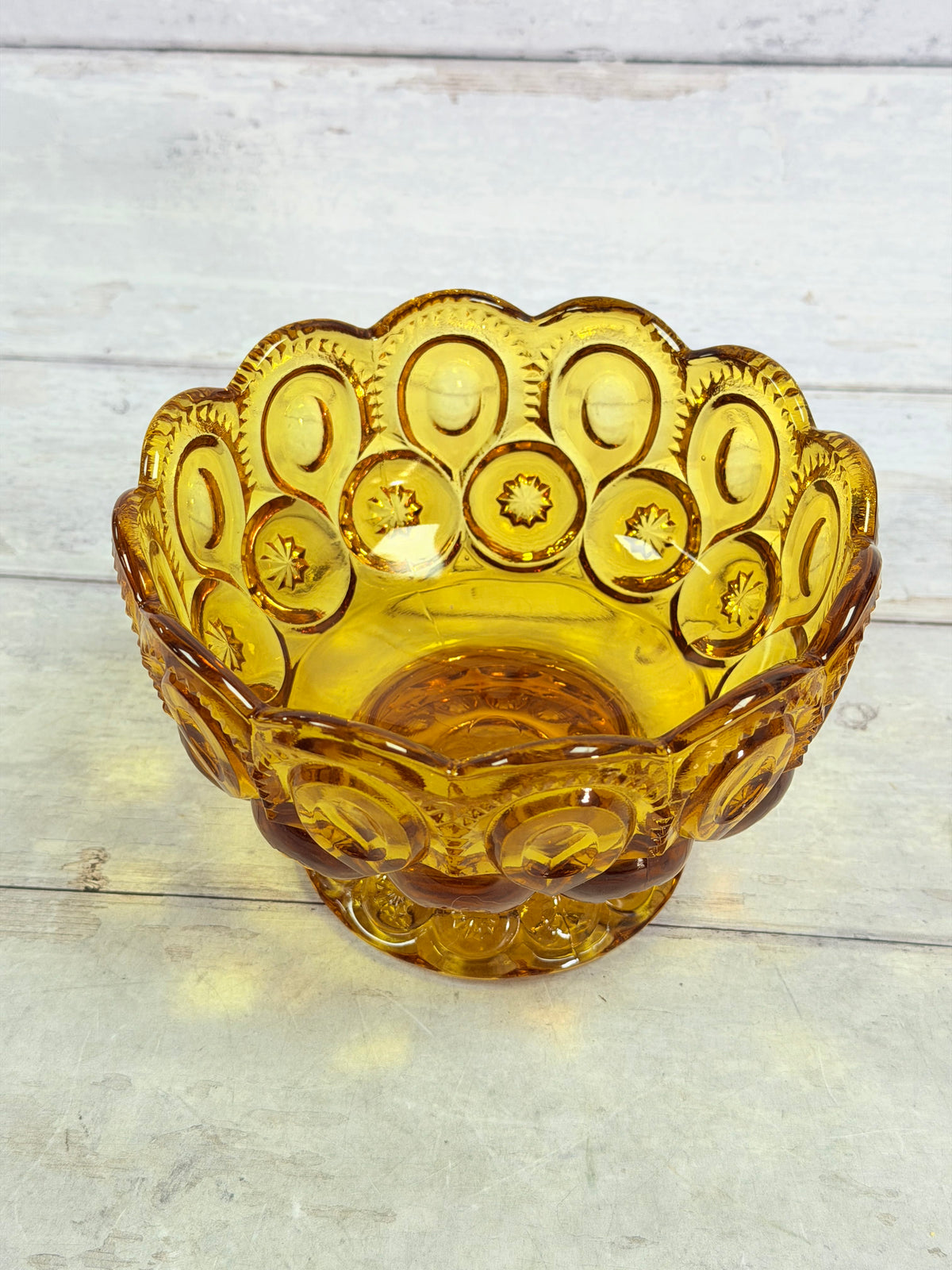 Moon & Star Amber Glass Lidded Candy Dish MN32