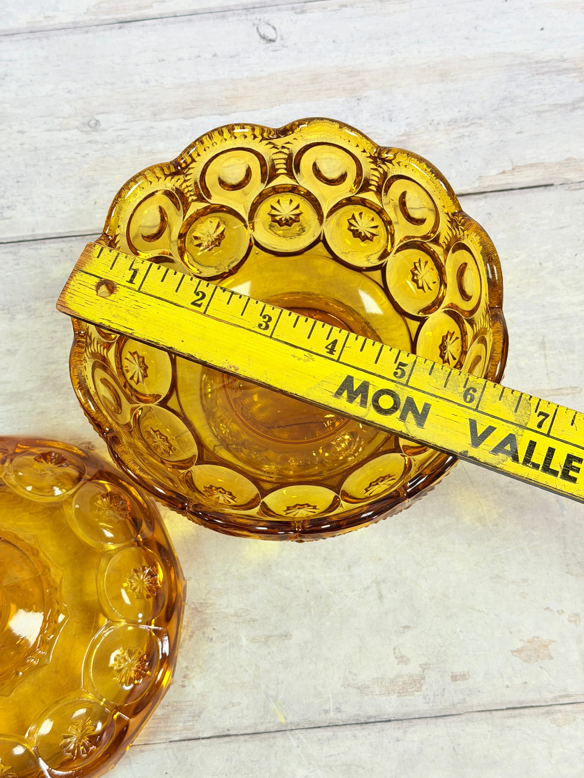 Moon & Star Amber Glass Lidded Candy Dish MN32