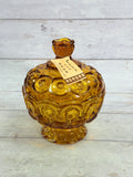 Moon & Star Amber Glass Lidded Candy Dish MN32