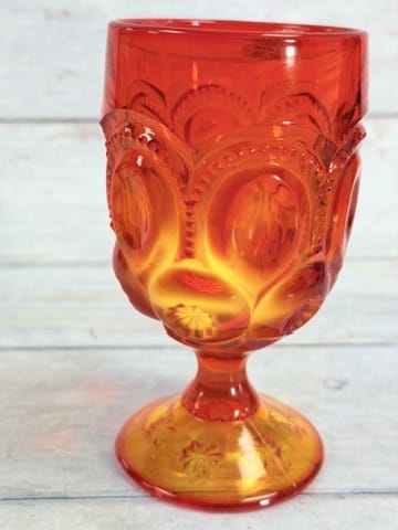 Moon & Star Amberina Goblet – Cadmium Glass Orange UV Glow MN34