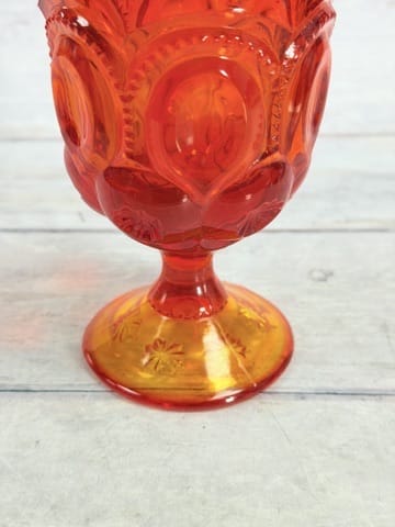 Moon & Star Amberina Goblet – Cadmium Glass Orange UV Glow MN34