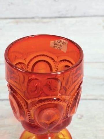Moon & Star Amberina Goblet – Cadmium Glass Orange UV Glow MN34