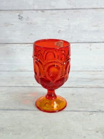 Moon & Star Amberina Goblet – Cadmium Glass Orange UV Glow MN34