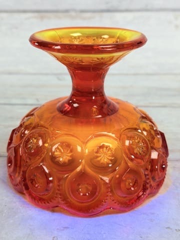 Moon & Star Amberina Pedestal Candle Holder – Cadmium Glass MN35