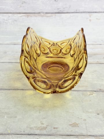 Moon & Star Amber Banana Bowl – Pressed Glass Fruit Bowl MN36