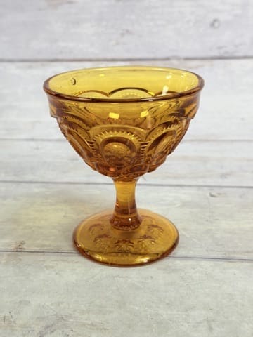 Moon & Star Amber Sherbet Cup – Pedestal Dessert Dish MN38