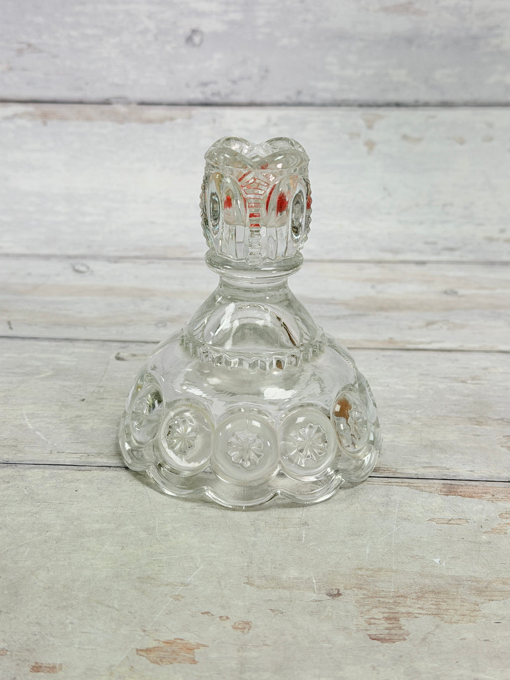 Moon and Star Clear Glass Single Candlestick Holder MN39