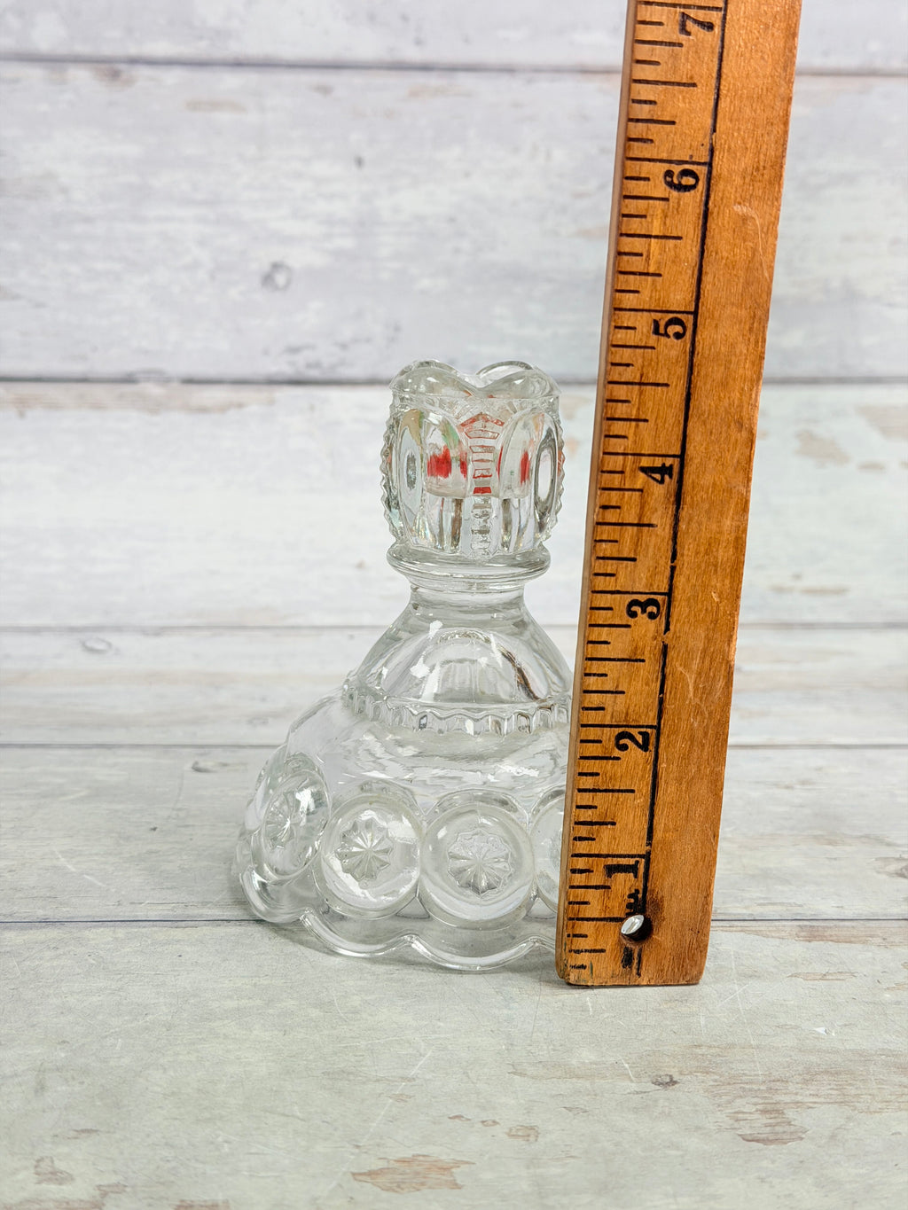 Moon and Star Clear Glass Single Candlestick Holder MN39