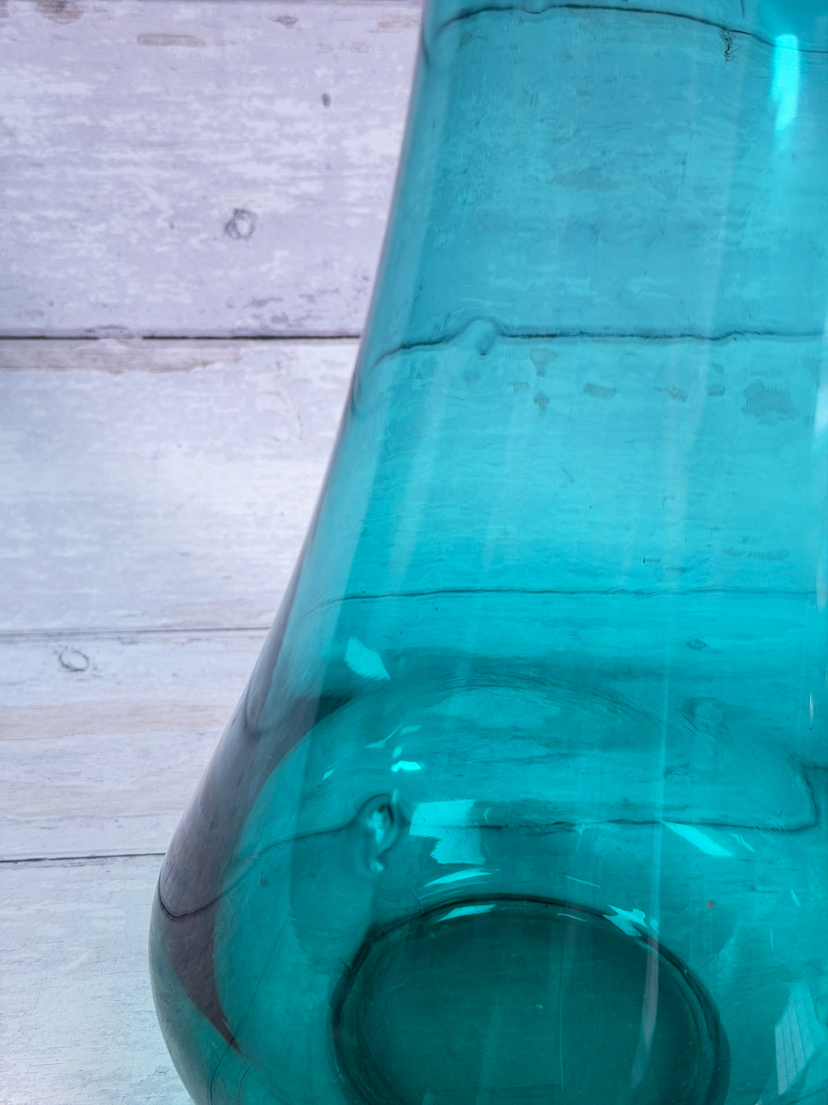 L.E. Smith Peacock Blue Swung Glass Vase – 15” Mid-Century Modern Art Glass S106