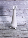 L.E. Smith White Milk Glass Hobnail Swung Vase – 10.5” Footed Art Glass S107