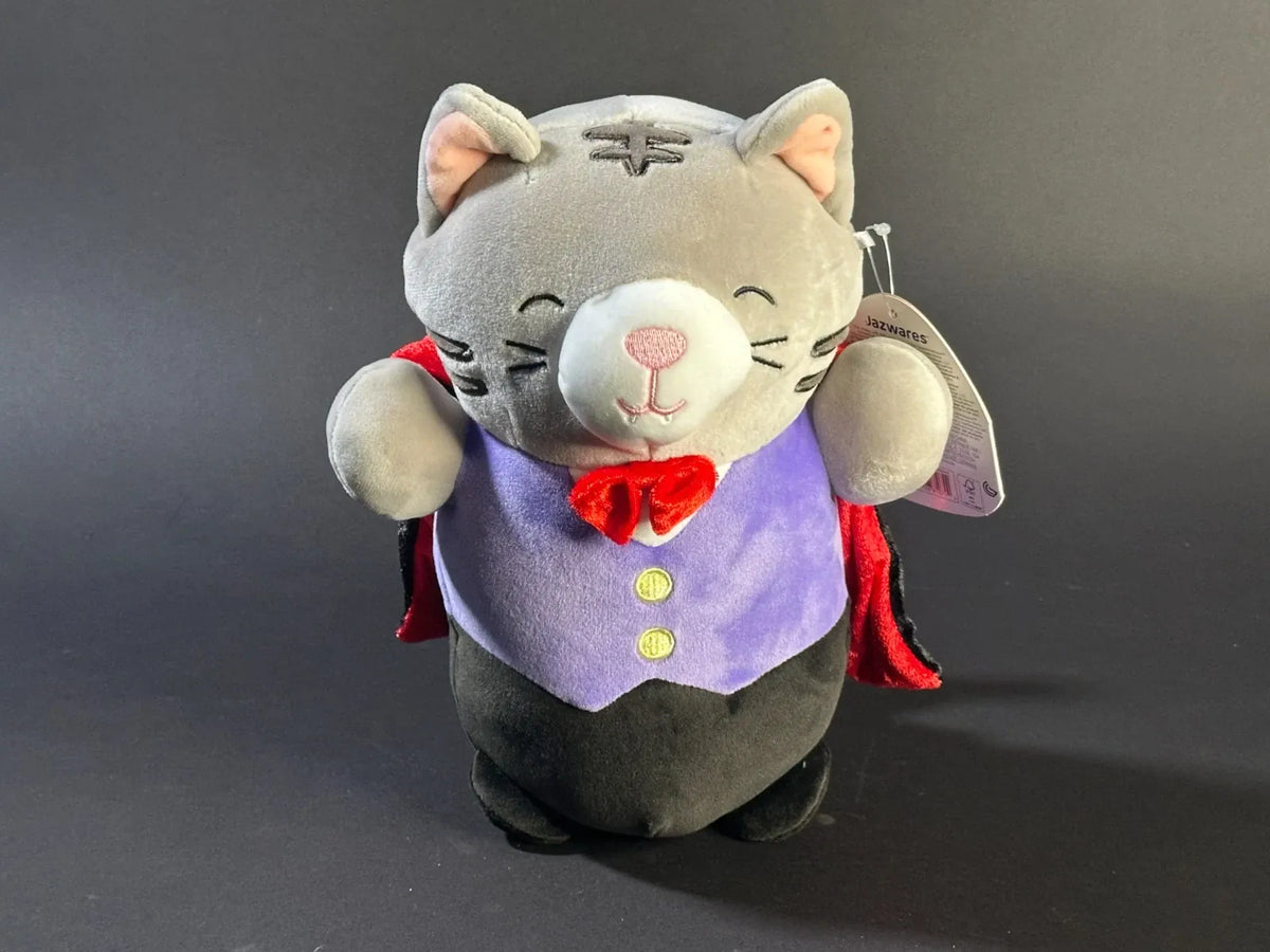 Squishmallows Hug Mees Tally the Cat Vampire Dracula Halloween Gray Tabby