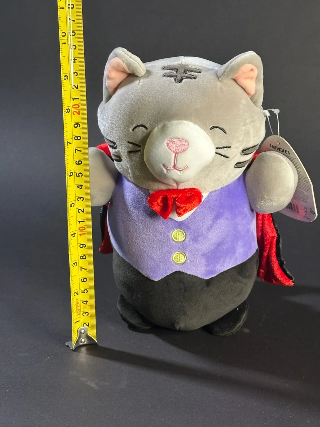 Squishmallows Hug Mees Tally the Cat Vampire Dracula Halloween Gray Tabby